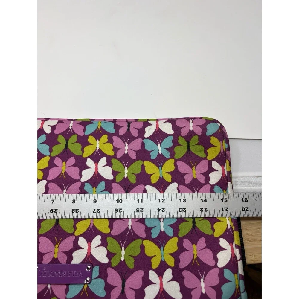 Vera Bradley Butterfly Print Laptop Sleeve Computer Case Purple Padded Carrying